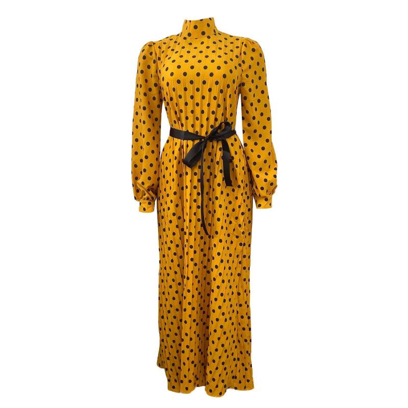 Womens Dresses & Skirts | Caramel Polka Dot Flowy Dress Clothing Dresses & Skirts