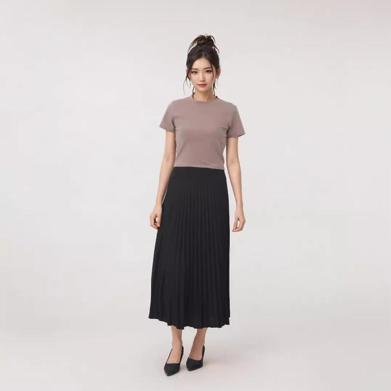 Womens Dresses & Skirts | Elasticated Waist Pleated Half Skirt Clothing Dresses & Skirts