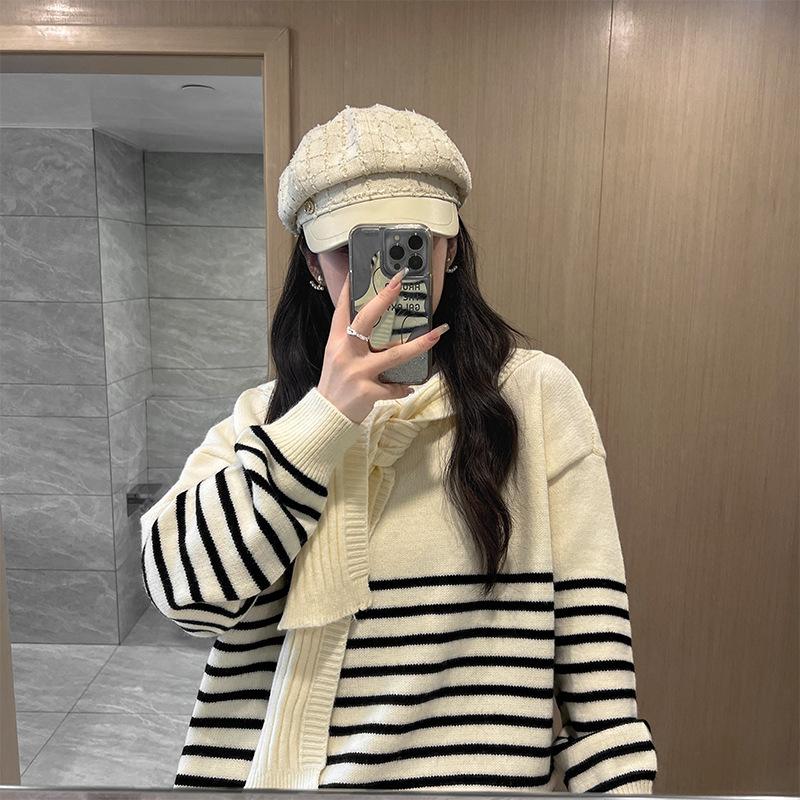 Womens Knitwear | Classic Silhouette Striped Sweater Clothing Knitwear