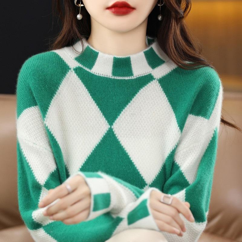 Womens Knitwear | Diamond Knit Sweater Clothing Knitwear