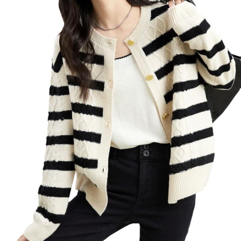 Womens Knitwear | Striped Short Cardigan Clothing Knitwear