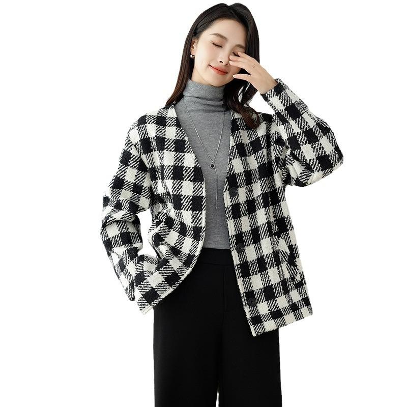 Womens Outerwear | Baby Bunny’ Checkered Tweed Shacket Clothing Outerwear