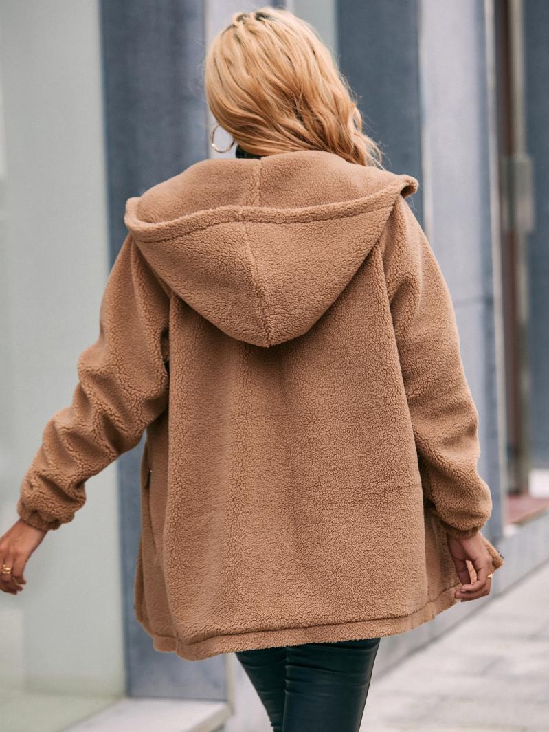 Womens Outerwear | Long Hair Hooded Silhouette Coat Clothing Outerwear