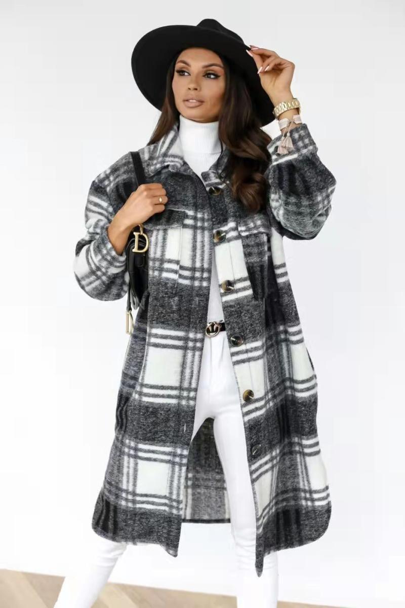 Womens Outerwear | Seaweed Brushed Plaid Coat Clothing Outerwear