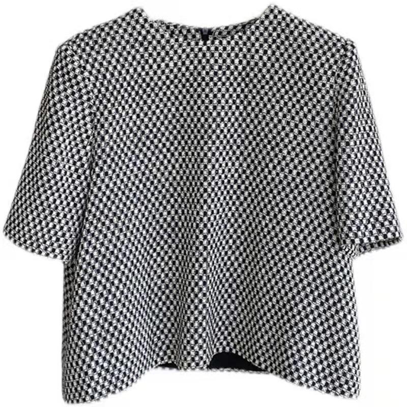 Womens Tops | Letter Check T-shirt Clothing Tops