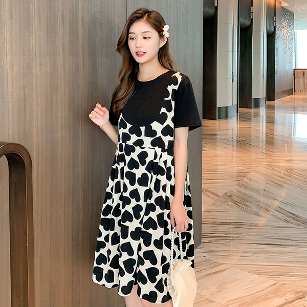 Womens Dresses & Skirts | Heart Printed 2-in-1 Silk Dress Clothing Dresses & Skirts