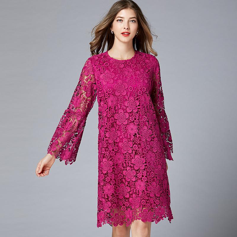 Womens Dresses & Skirts | Three-dimensional lace A-line dress Clothing Dresses & Skirts