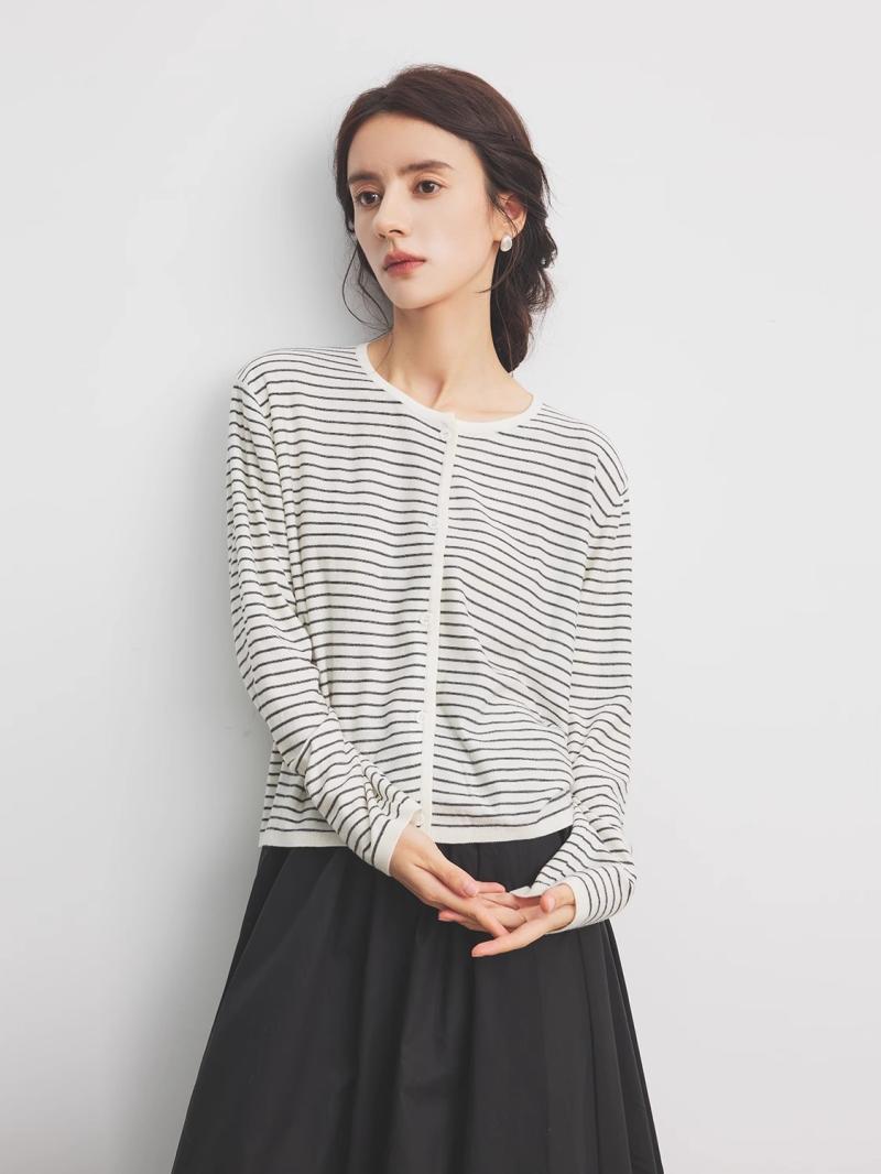 Womens Knitwear | Simple Striped Jacket Clothing Knitwear